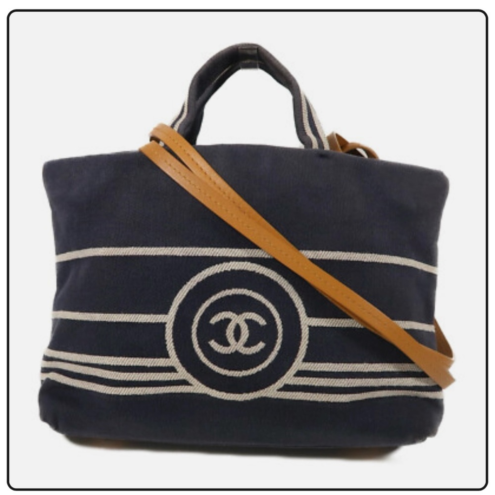 Authentic CHANEL Denim summer navy large shopping tote